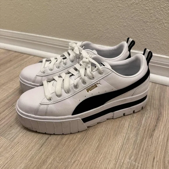 Puma White and Black Chunky Sneakers Mayze Size 11 Women’s - Picture 4 of 9